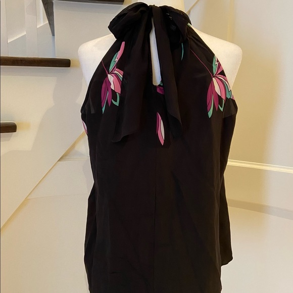 Tahari Peacock Halter Swing Blouse 100% Silk - Picture 5 of 10